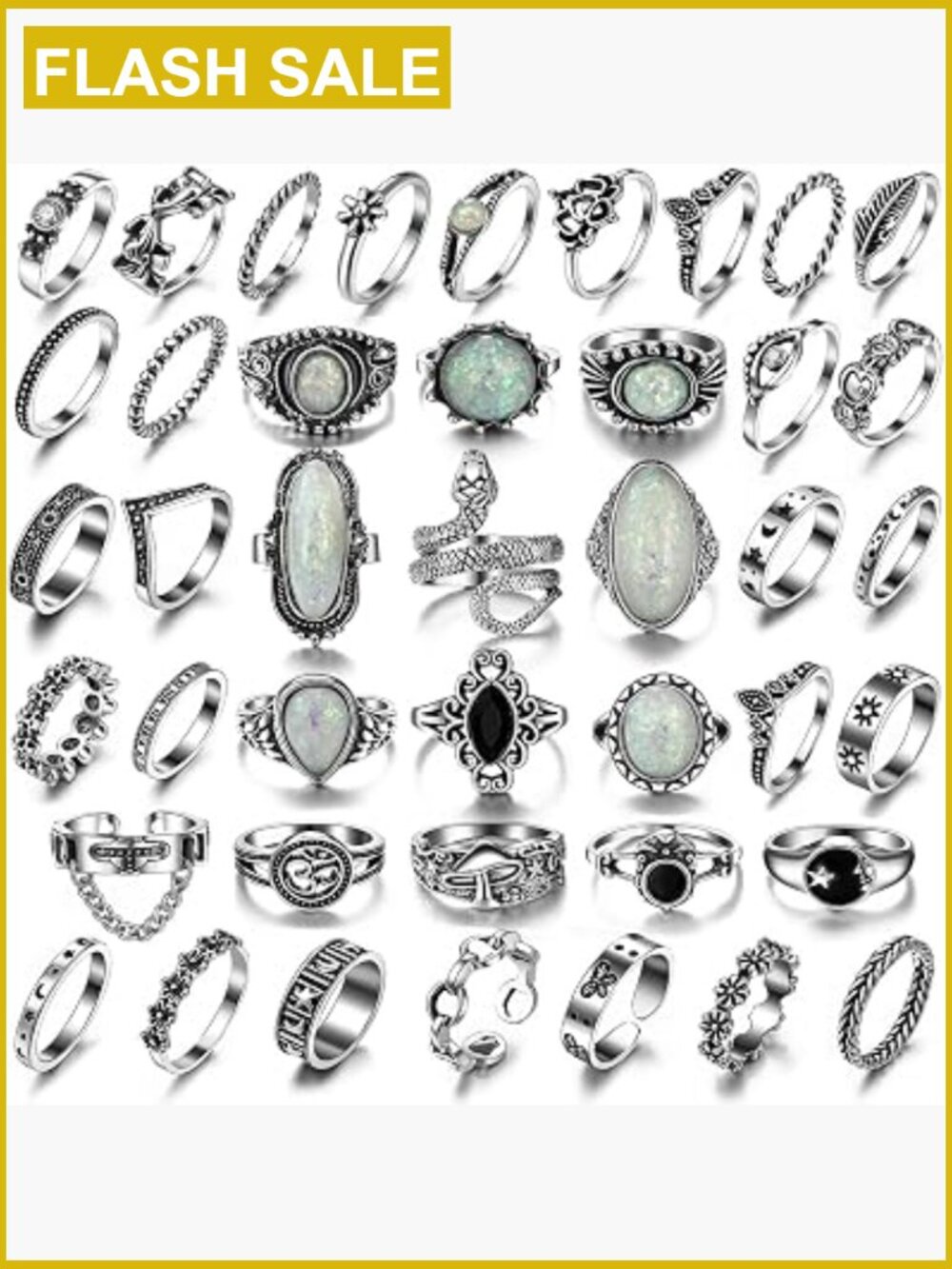 42 Pc Vintage Gothic Knuckle Ring Set Chunky Stacking Adjustable Snake Skull